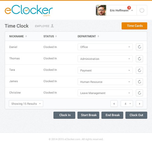 Clock design with the title '1 Page Simple Web Design for eClocker - Employee Time Tracking Service'