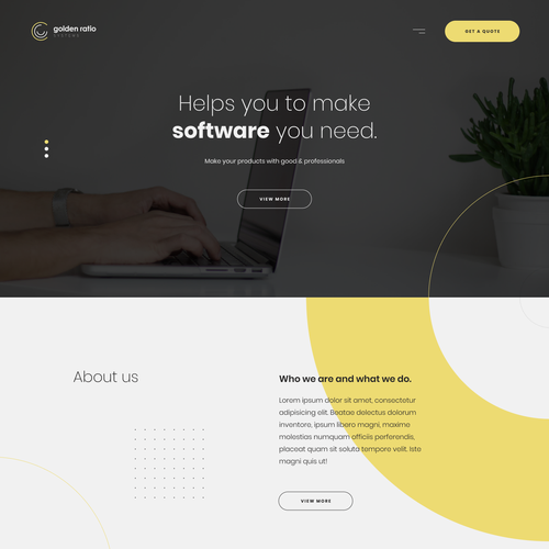 Site design with the title 'Golden ratio'