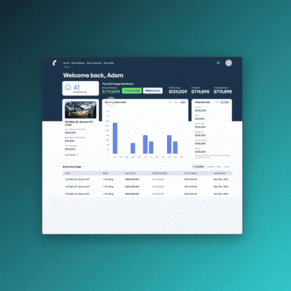 Money website with the title 'UI UX Flow dashboard'