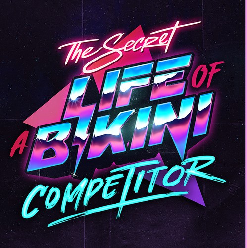 Neon design with the title 'Retro 80's typography'