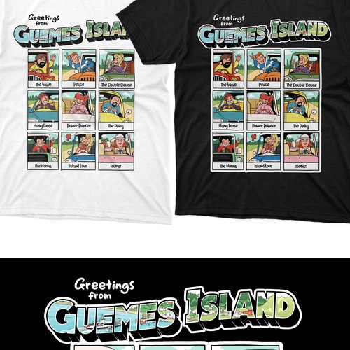 Summer t-shirt with the title 'Comic Style T-shirt for Guemes Island'