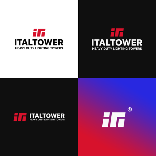 IT logo with the title ' Logo design for Italtower.Italtower is specializes in the construction of lighting towers for multiple applications.'