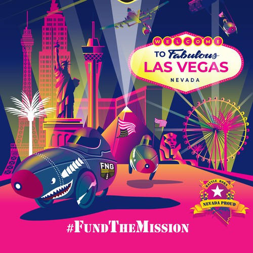 Poster artwork with the title 'Fund The Mission poster'