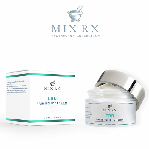 Modern label with the title 'CBD Pain Relief cream label'