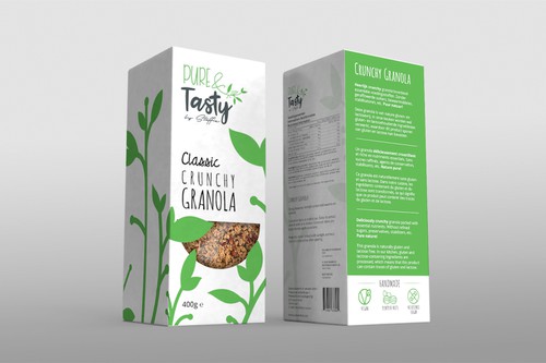 Granola packaging with the title 'Crunchy Granola Packaging'
