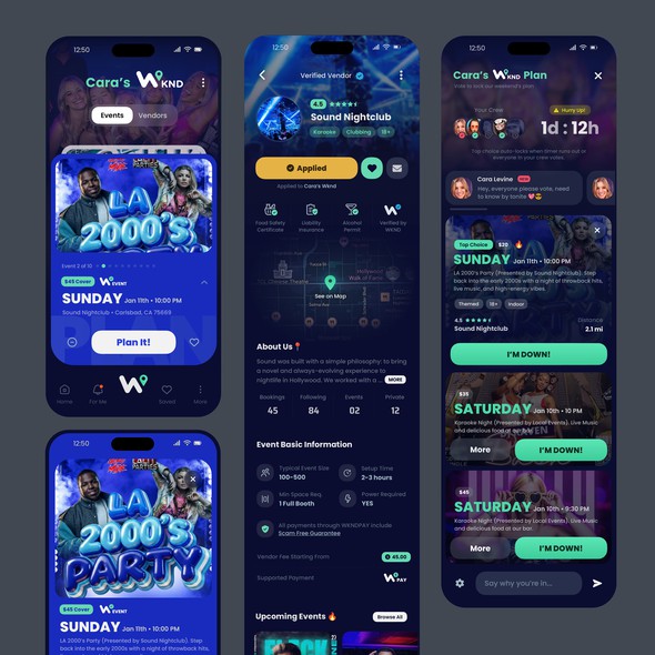 Figma design with the title 'Design for an Event Planning App'