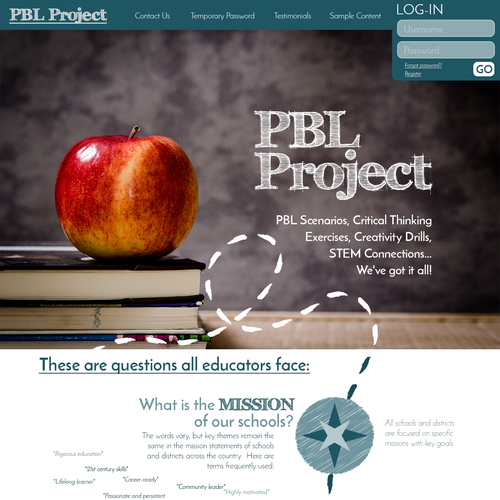 School website with the title 'Website for Problem Based Learning'