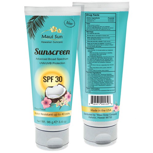 Bright label with the title 'Colorful Suscreen Protection Cream label design'