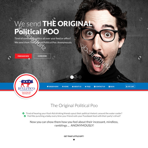 Startup website with the title 'THE ORIGINAL Political Poo - StartUp'