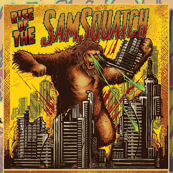 CD artwork with the title 'Create a monster movie poster for Samsquatch's next CD album artwork'