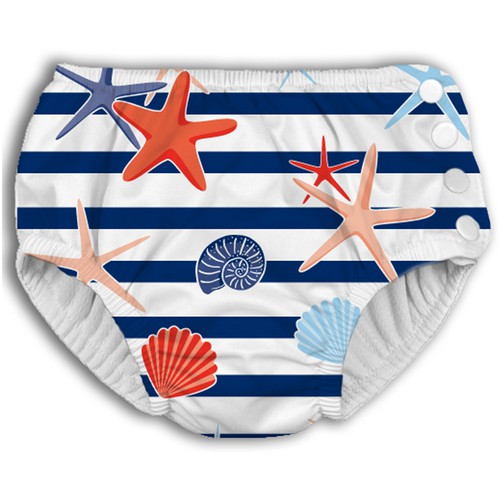 Shell design with the title 'Shells Pattern for Baby Swim Diaper'