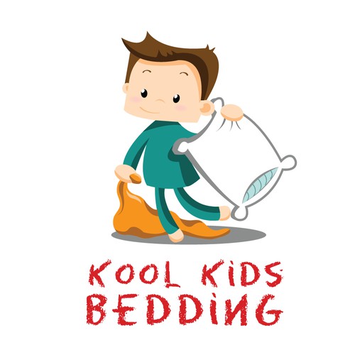 Pillow logo with the title 'Kid friendly logo for a bedding company.'