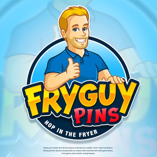Guy design with the title 'Logo FryGuy Pins'