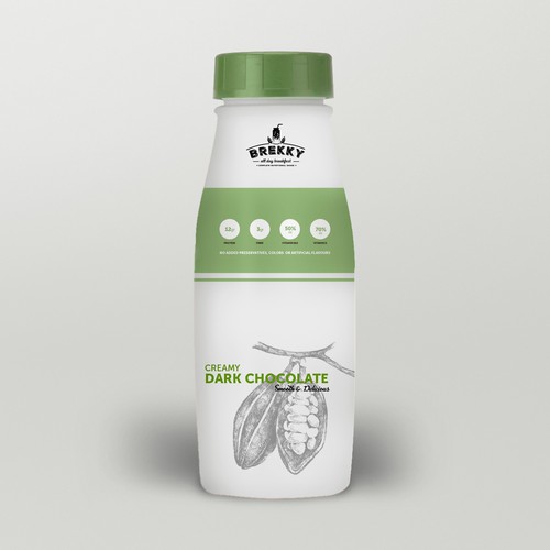 Energy drink label with the title 'Brekky - Breakfast Drink'