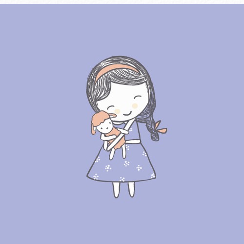 Toy design with the title 'A little girl and her stuffed sheep for a baby boutique'