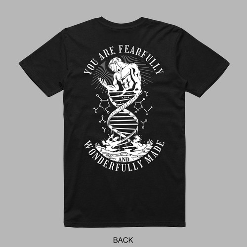 Art t-shirt with the title 'Dirt to DNA to Man'