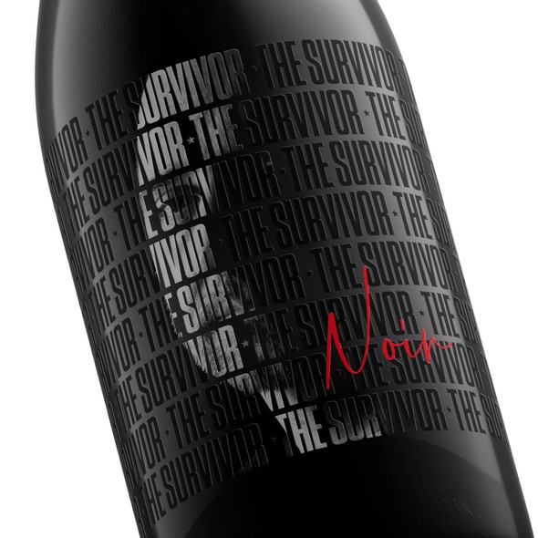 Luxury label with the title 'The Survivor Noir Wine'