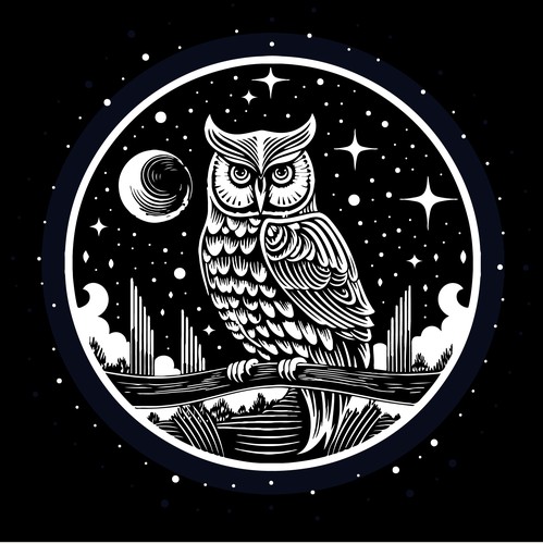 Art logo with the title 'Owl Logo Design Available for Sale '
