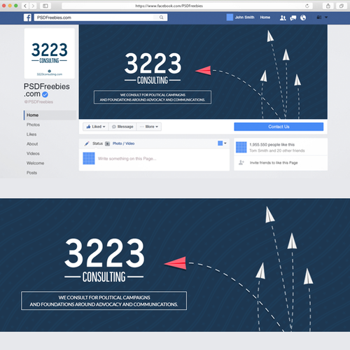 Paper plane design with the title 'Facebook cover for digital marketing firm specialized in political candidates'