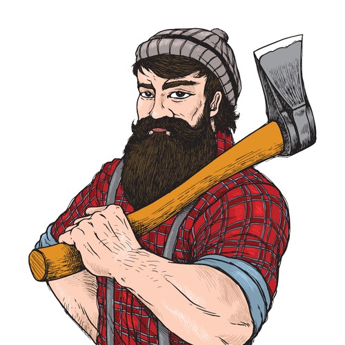 Line art illustration with the title 'Classic Lumberjack'