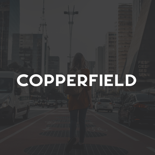 Green and white logo with the title 'Copperfield logo'