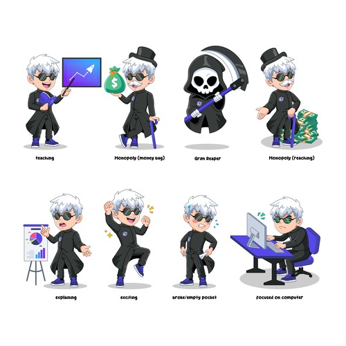 Anime design with the title 'Buster Character Design'