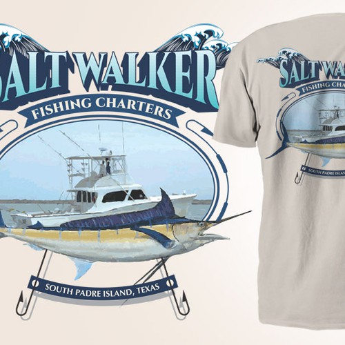 Back print also available Fishing Club T-shirt with customised logo Design 1 