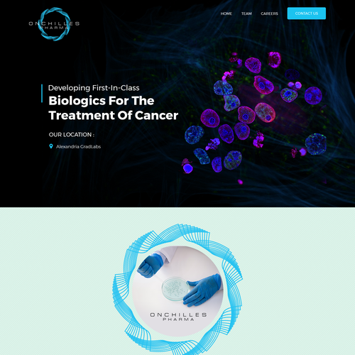 Minimalist website with the title 'Cancer Research Facility'