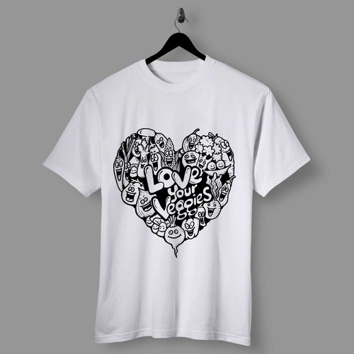 Doodle design with the title 'Love Your Veggies '