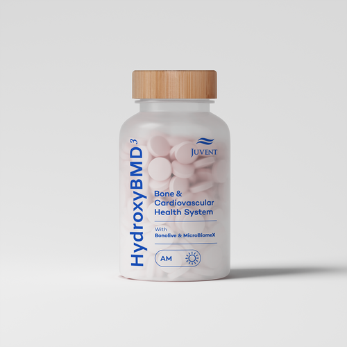 Typography packaging with the title 'HydroxyBMD packaging design'