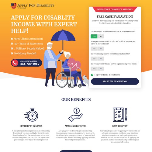 Disability design with the title 'Disability Income Landing page'