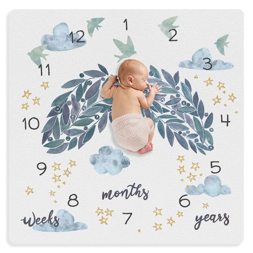 Cute artwork with the title 'Baby milestone blanket'
