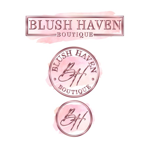 Glamorous logo with the title 'Blush Haven Boutique'