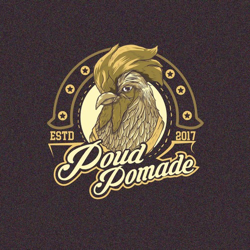 Rooster logo with the title 'rooster pomade illustration concept'