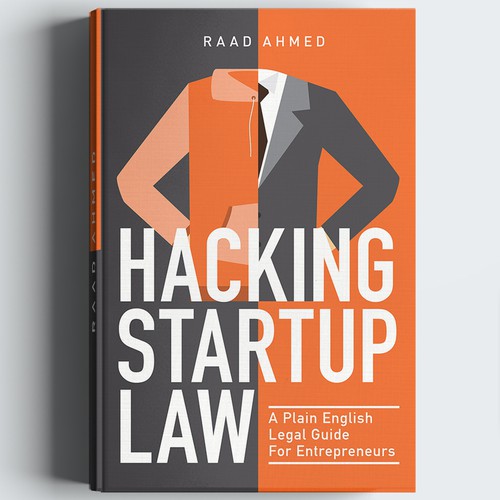 Law book cover with the title 'Flat illustration for startup law book'