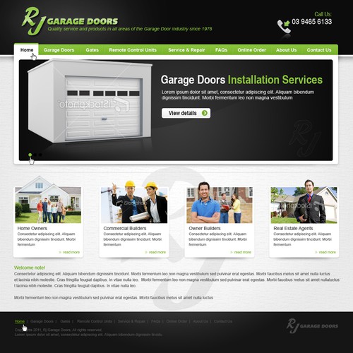 Business website with the title 'Website Design for Garage Door Business'