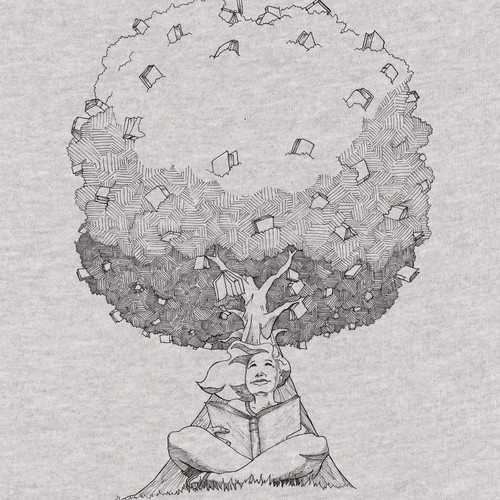 Tree t-shirt with the title 'arbre de livre'