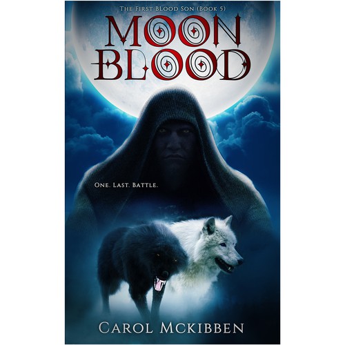 Wolf book cover with the title 'Moon Blood Book Cover'