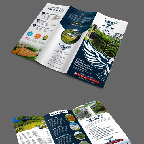 Tri-fold design with the title 'Brochure Design'
