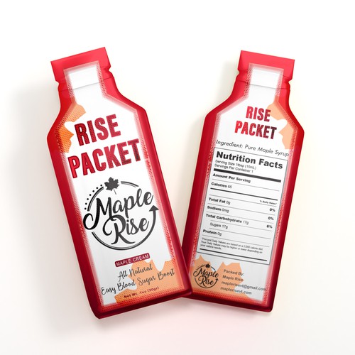 Maple design with the title 'Sachet packaging Label'