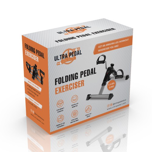 Fitness packaging with the title 'Design wow-inducing product packaging for a portable leg exerciser'