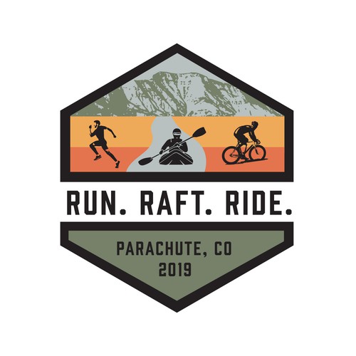 Marathon logo with the title 'Run. Raft. Ride - Race Logo'