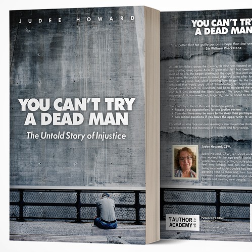 Law book cover with the title 'Book cover design for You Can't Try a Dead Man: The Untold Story of Injustice by Judee Howard'
