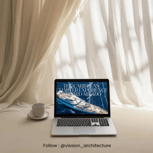 Luxury website with the title 'WEBSITE DESIGN AND DEVELOPMENT FOR MIKADO YACHT'