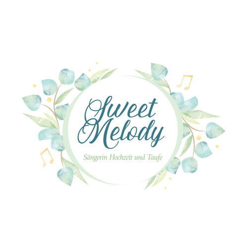 Music logo with the title 'Watercolour Nature Logo with Musical Notes'