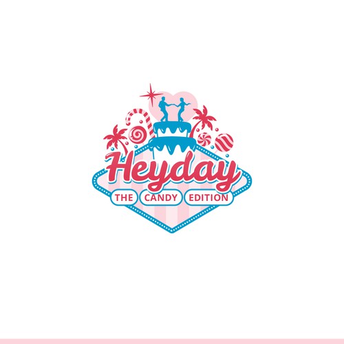 Slot machine logo with the title 'Heyday, the candy edition'
