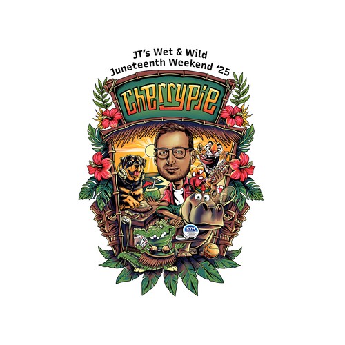 Cartoon t-shirt with the title 'Cherrypie Party T-shirt'