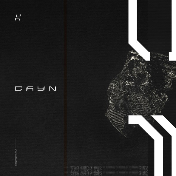 Esoteric design with the title 'Primordial mark for techno producer and DJ CAYN'