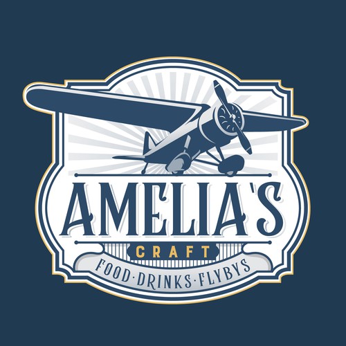 Plane design with the title 'Restaurant logo named after first woman to fly over the Atlantic'