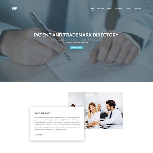 HTML5 website with the title 'Web page design for an online database, Intellectual Property'